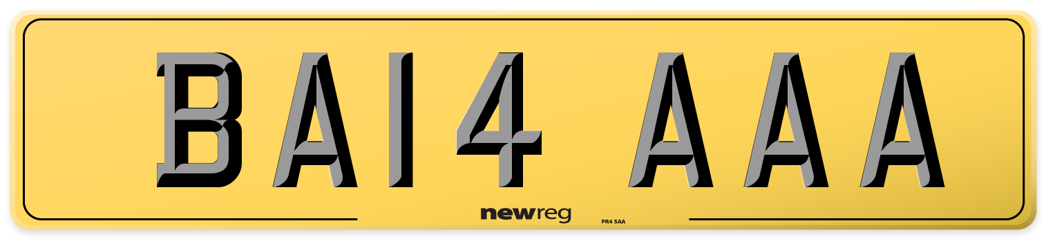 BA14 AAA Rear Number Plate
