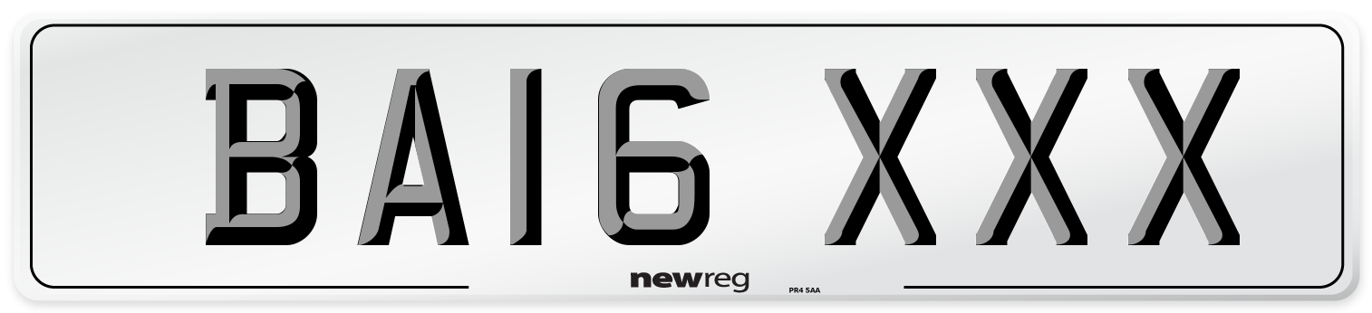 BA16 XXX Front Number Plate