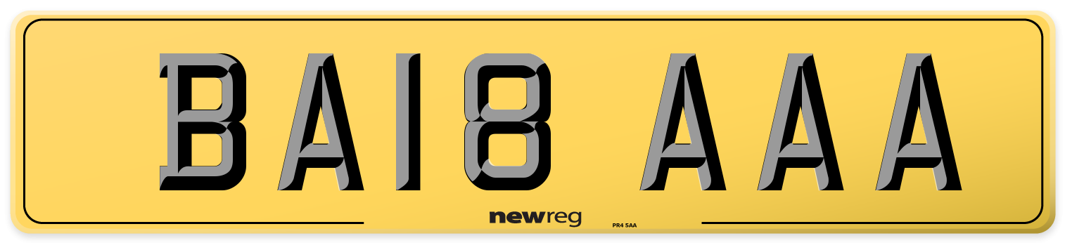 BA18 AAA Rear Number Plate