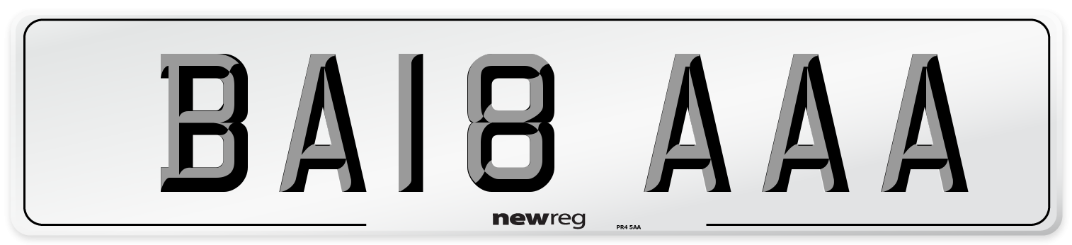 BA18 AAA Front Number Plate