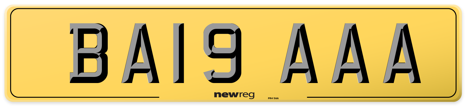 BA19 AAA Rear Number Plate