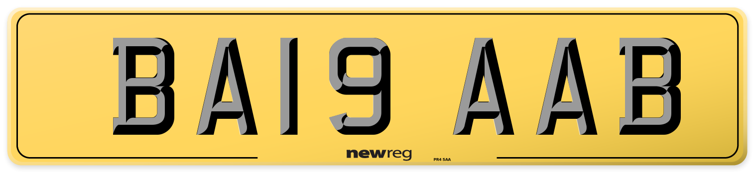BA19 AAB Rear Number Plate