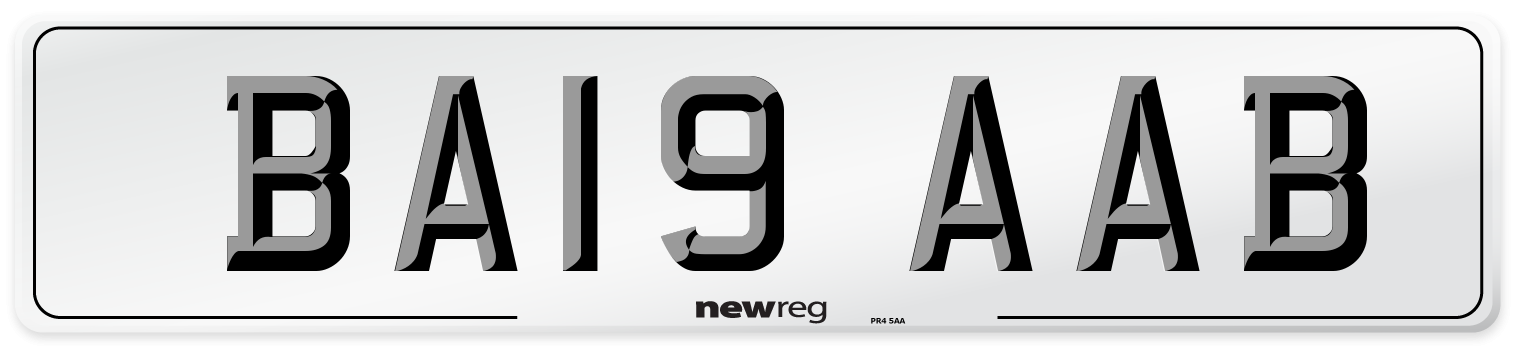 BA19 AAB Front Number Plate