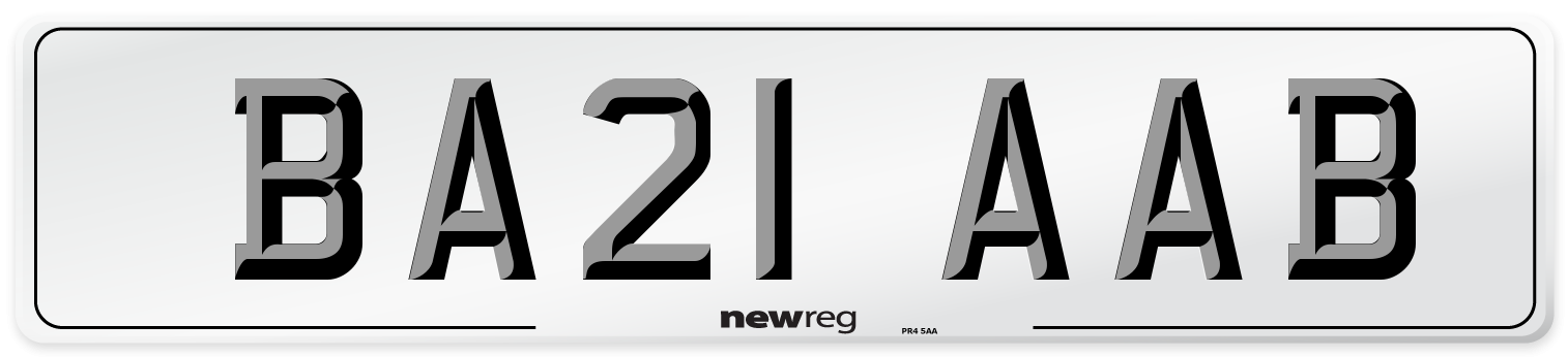BA21 AAB Front Number Plate