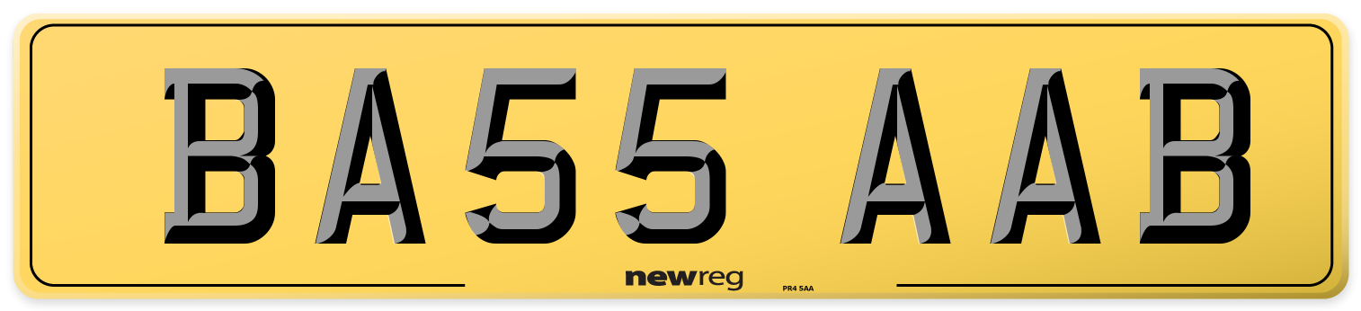 BA55 AAB Rear Number Plate