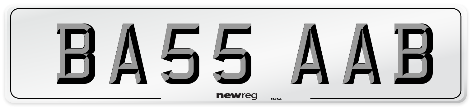BA55 AAB Front Number Plate