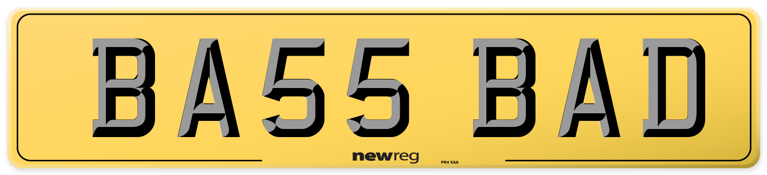BA55 BAD Rear Number Plate
