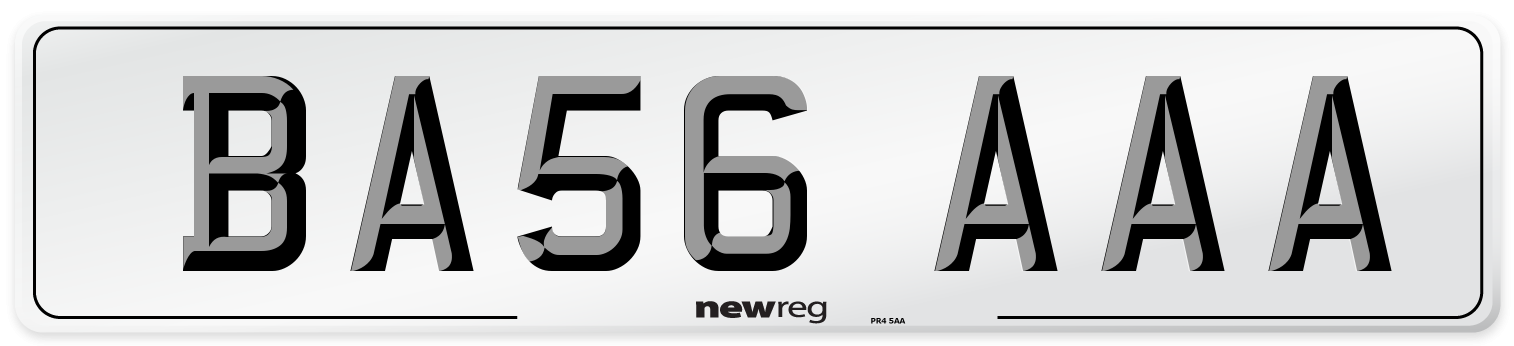 BA56 AAA Front Number Plate