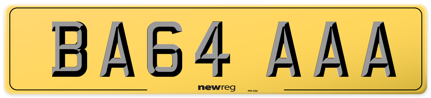 BA64 AAA Rear Number Plate