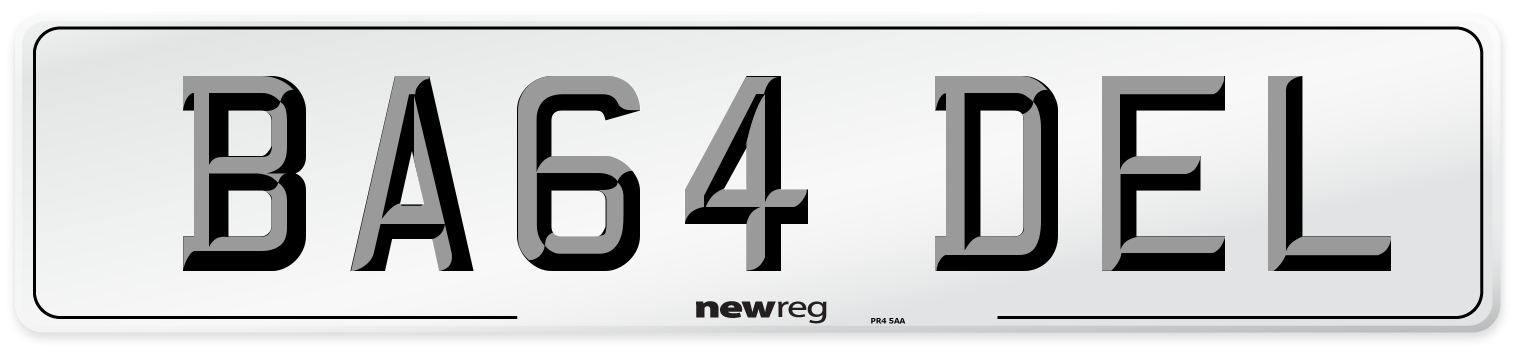 BA64 DEL Front Number Plate