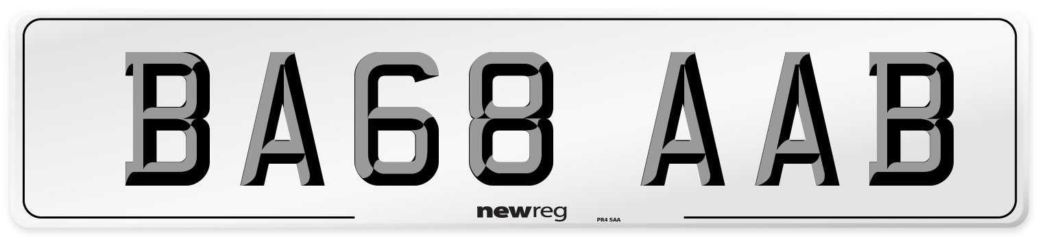 BA68 AAB Front Number Plate