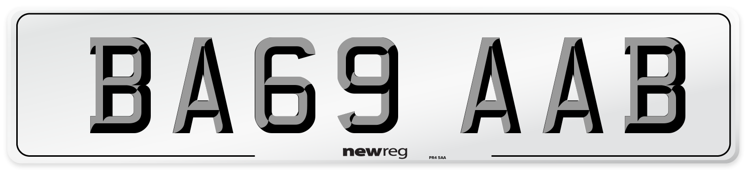 BA69 AAB Front Number Plate