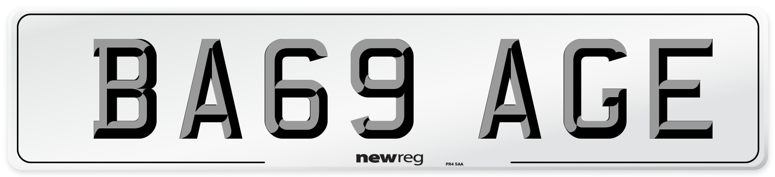 BA69 AGE Front Number Plate