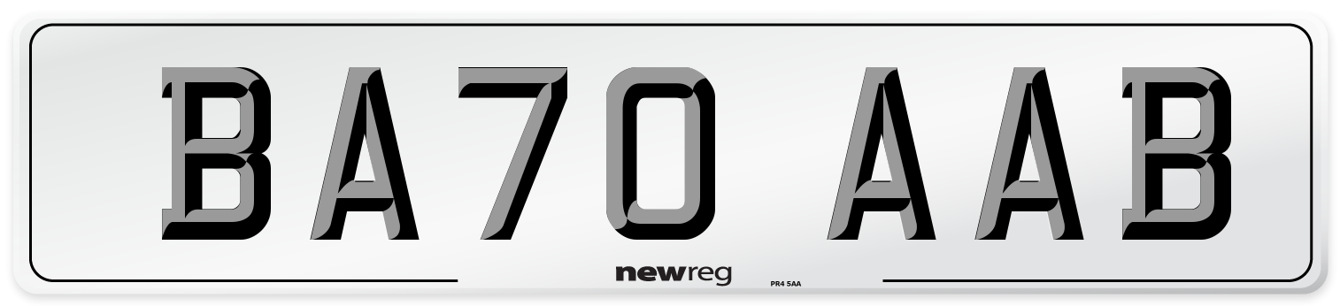 BA70 AAB Front Number Plate