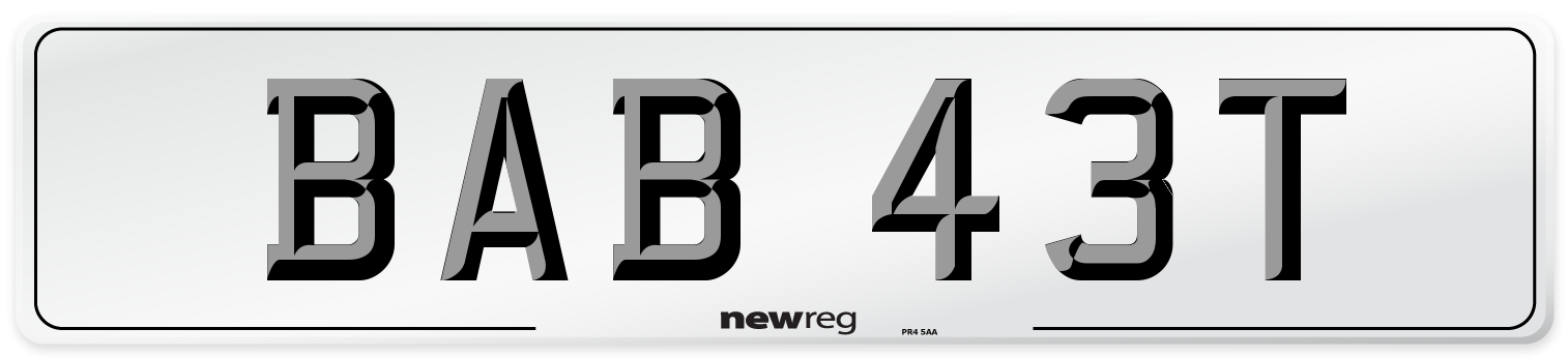 BAB 43T Front Number Plate