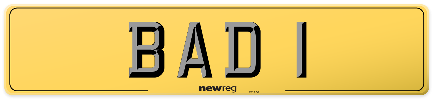 BAD 1 Rear Number Plate