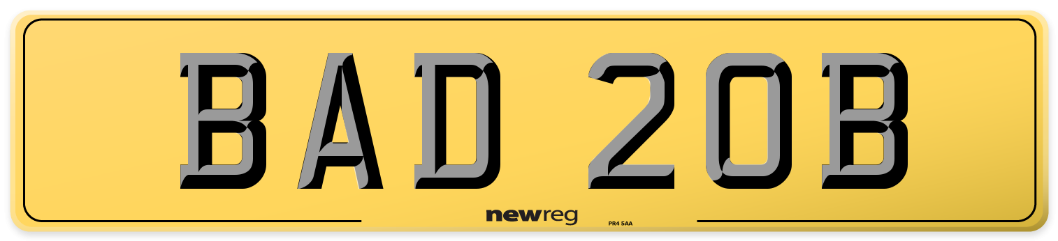 BAD 20B Rear Number Plate