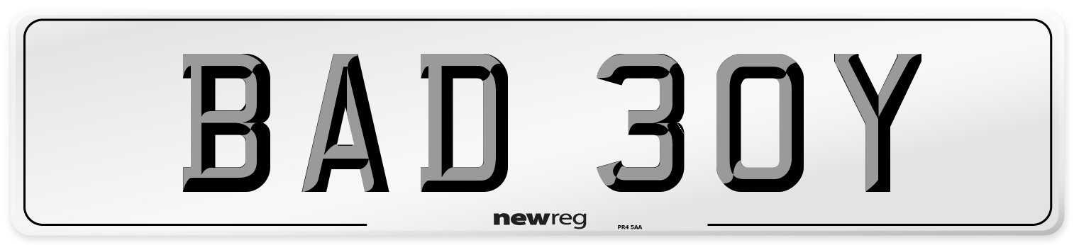 BAD 30Y Front Number Plate