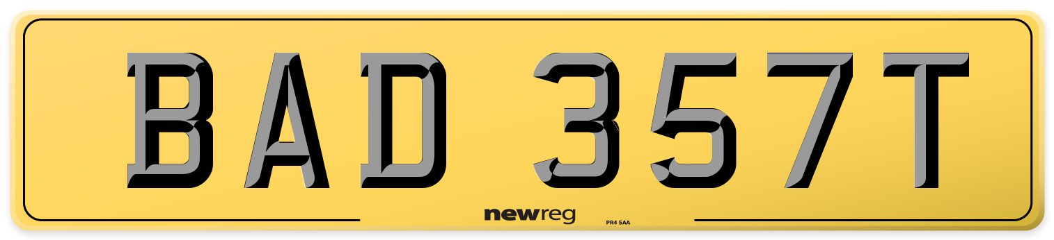 BAD 357T Rear Number Plate