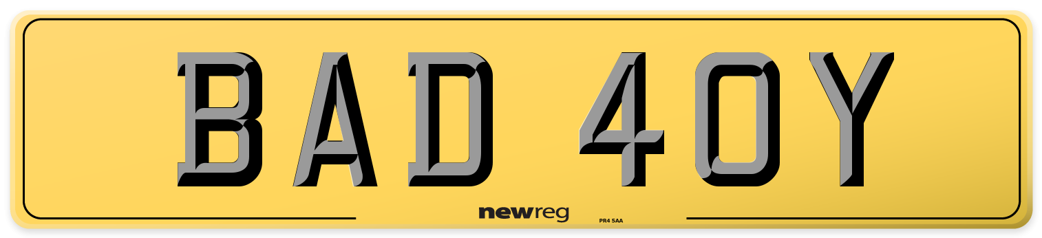 BAD 40Y Rear Number Plate