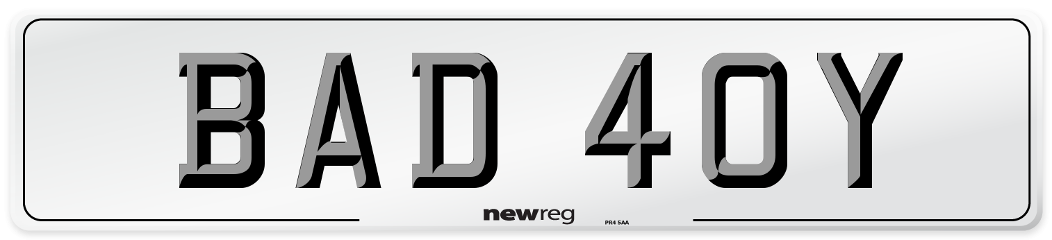 BAD 40Y Front Number Plate
