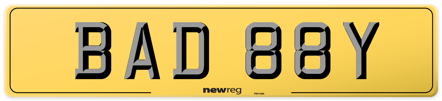 BAD 88Y Rear Number Plate