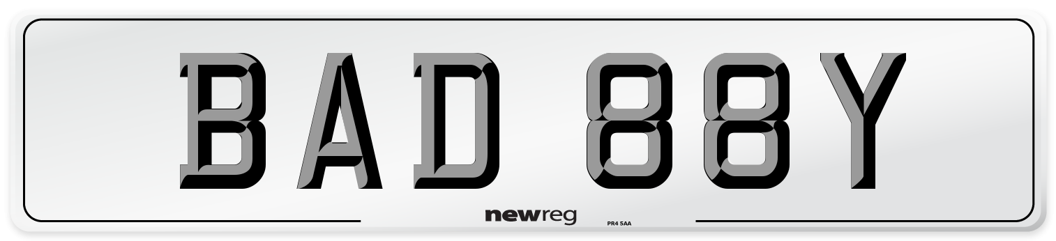 BAD 88Y Front Number Plate