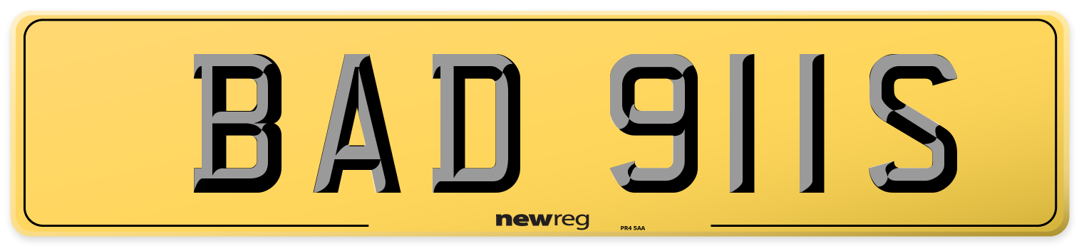 BAD 911S Rear Number Plate