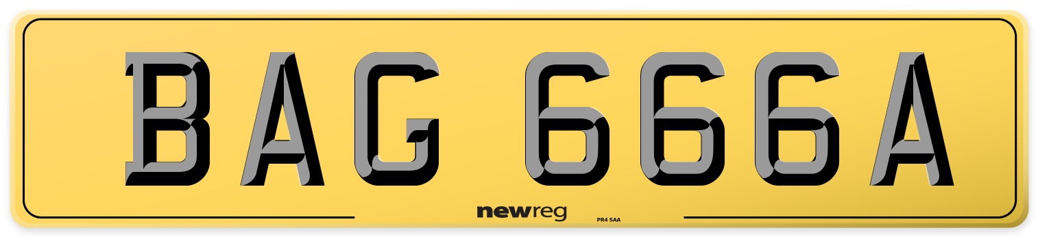 BAG 666A Rear Number Plate