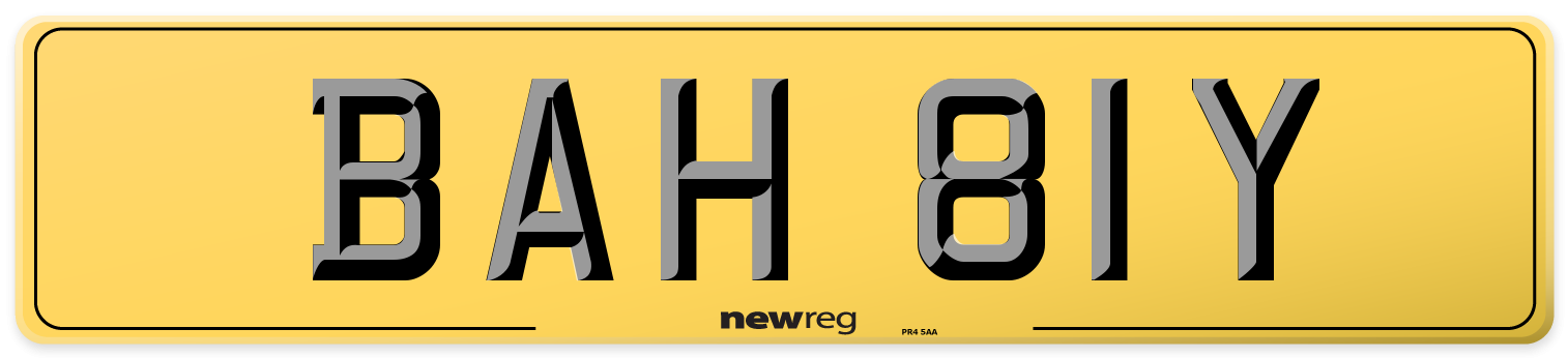 BAH 81Y Rear Number Plate