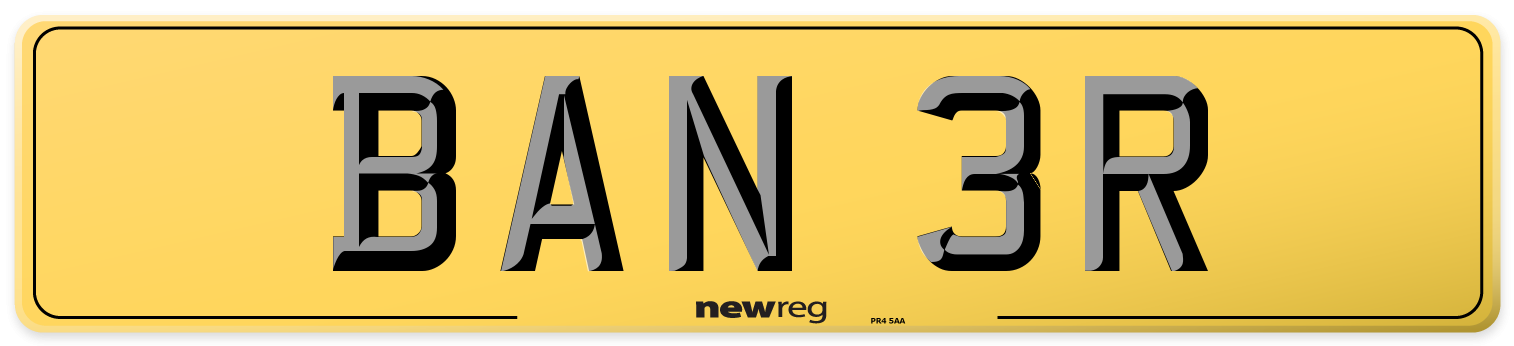 BAN 3R Rear Number Plate