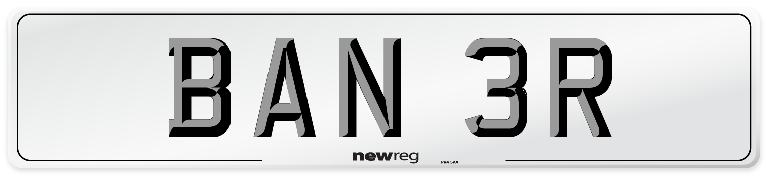 BAN 3R Front Number Plate