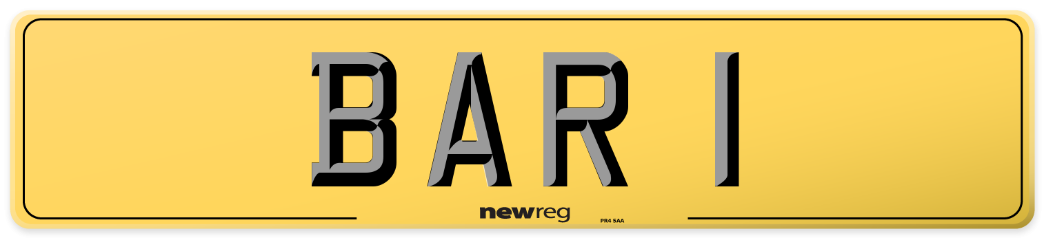 BAR 1 Rear Number Plate