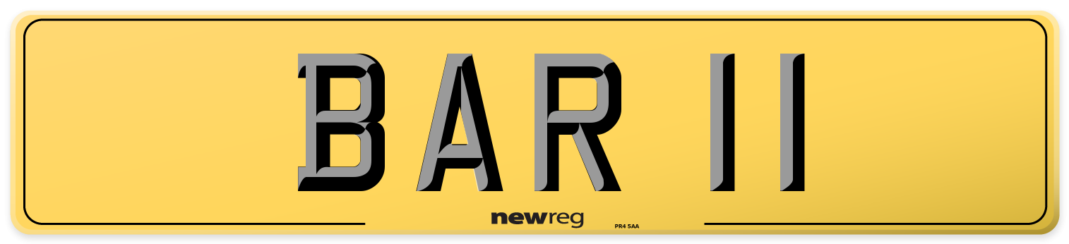 BAR 11 Rear Number Plate