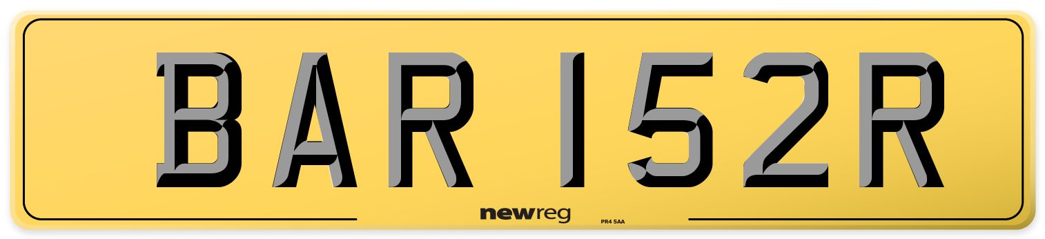 BAR 152R Rear Number Plate