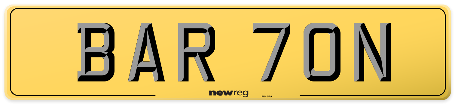 BAR 70N Rear Number Plate