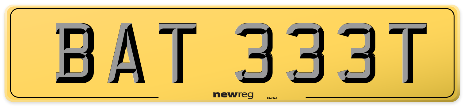 BAT 333T Rear Number Plate