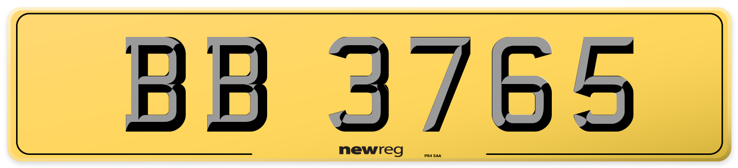 BB 3765 Rear Number Plate