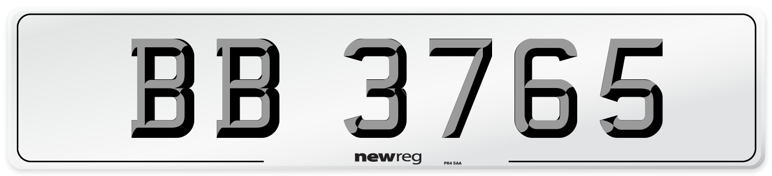 BB 3765 Front Number Plate