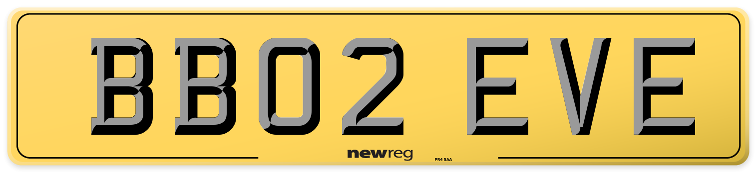 BB02 EVE Rear Number Plate