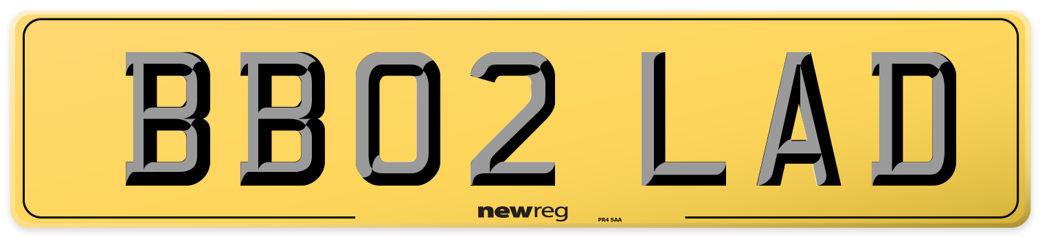 BB02 LAD Rear Number Plate