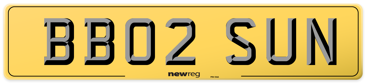 BB02 SUN Rear Number Plate