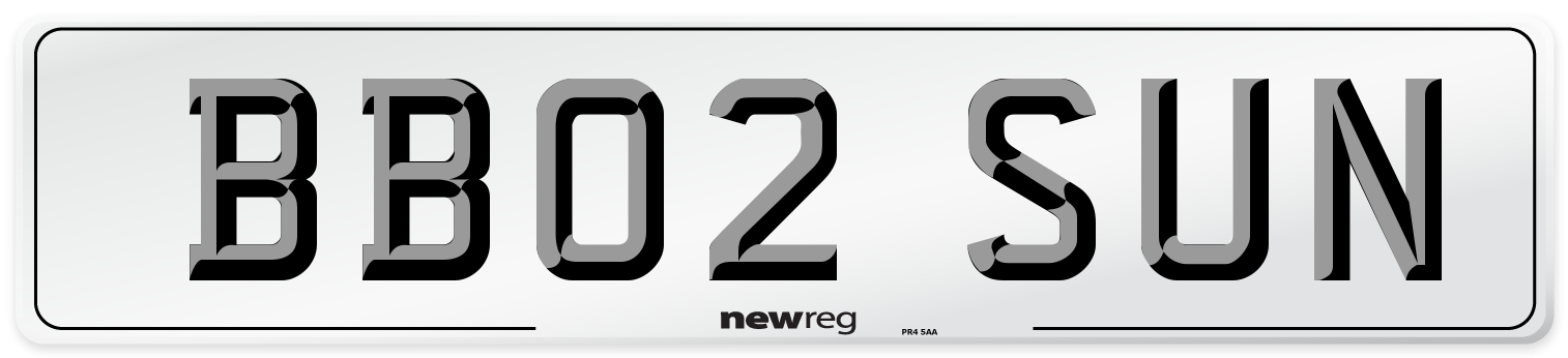 BB02 SUN Front Number Plate