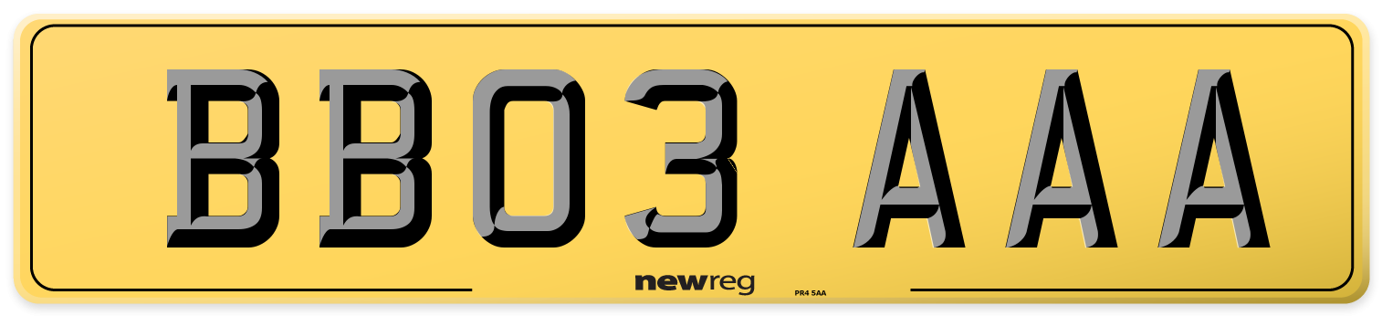 BB03 AAA Rear Number Plate