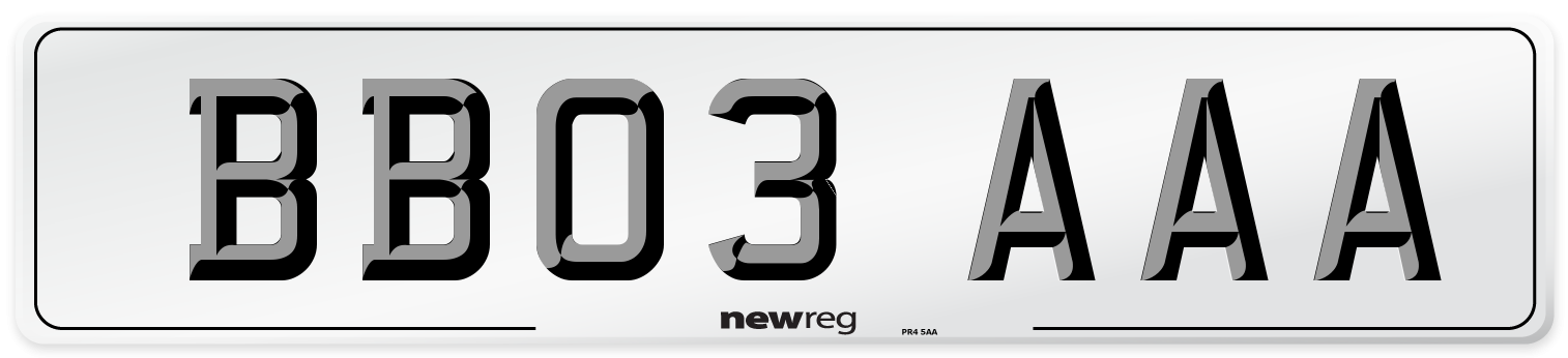 BB03 AAA Front Number Plate