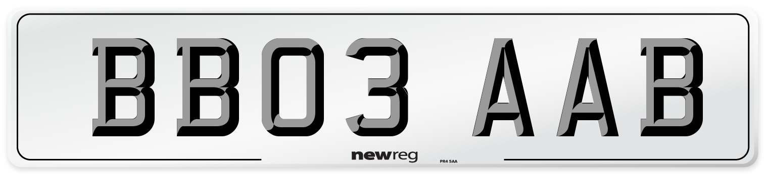 BB03 AAB Front Number Plate