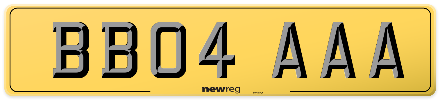 BB04 AAA Rear Number Plate
