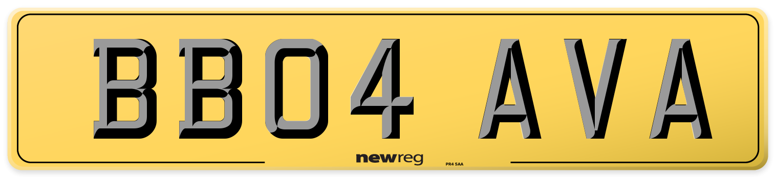 BB04 AVA Rear Number Plate