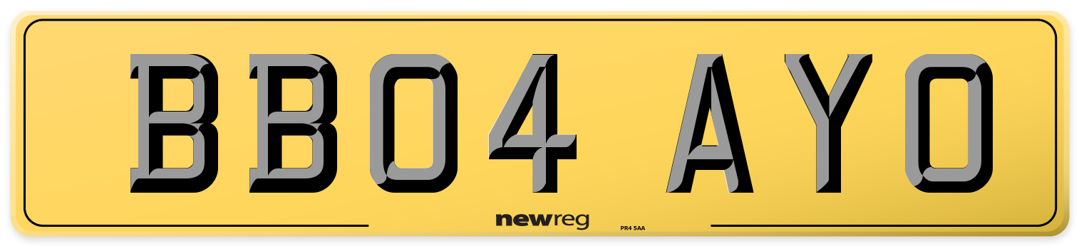 BB04 AYO Rear Number Plate