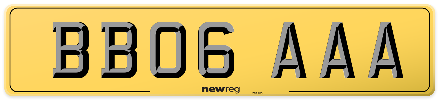 BB06 AAA Rear Number Plate